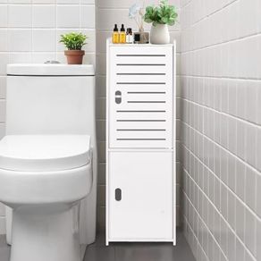 3 Tier Bathroom Storage Cabinet, Freestanding Organizer with Doors, White Waterproof Storage Floor Cabinet for Bedroom, Toilet, Living Room, Kitchen, Balcony, Office
