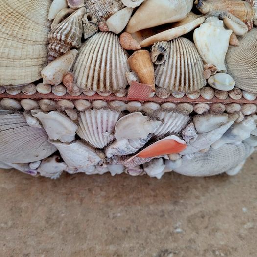 Antique shell art jewellery box
