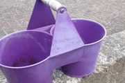 Twin flower pots metal.