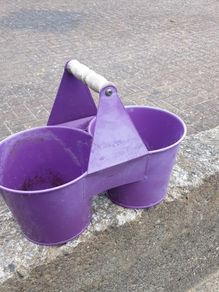 Twin flower pots metal.