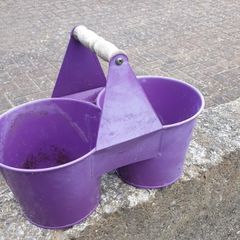 Twin flower pots metal.