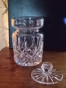 Vintage Waterford Crystal Lismore Mustard Pot / Condiment Jar with Notched Lid