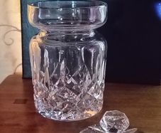 Vintage Waterford Crystal Lismore Mustard Pot / Condiment Jar with Notched Lid
