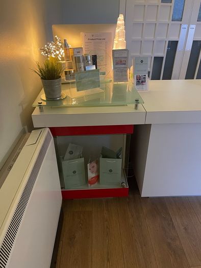 3 section reception desk retail area