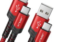 main image for ad USB C Cable 3.1A (2m 2-Pack) Fast Charging, JSAUX Type C Fast Charger Cable Braided Compatible with Samsung Galaxy S22 S21 S20 S10 S9 S8 Plus Note 10 9 8, Huawei P10 P9, Pixel, Sony Xperia XZ, LG -Red