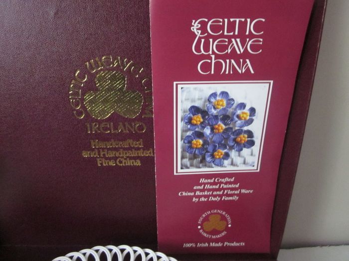 Celtic Weave China Basket Boxed  Unused/New