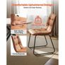 5-Piece Dining Table Set, Space-Saving Round Kitchen Table with 4 Upholstered Orange Chairs, PU Leather Cushions, Modern Wood-Tone Desk with Adjustable Foot Pads for Dining Room, Small Spaces Image 5