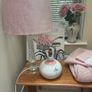 Cut Glass Pillar Lamp with Dusty / Dusky Faux Suede Drom Shade Image 6