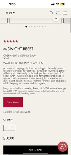 Kelsey Midnight Reset Overnight Sleeping Balm 50ml  Wake Up To Dreamy Dewy Skin