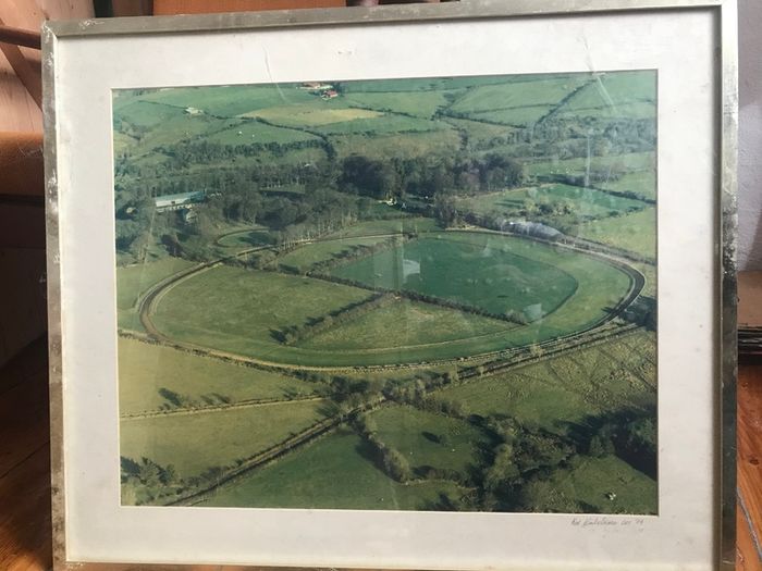 Two framed aerial photographs of Jim Bolger s stud