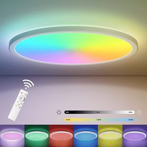 LED Ceiling Light RGB Dimmable with Remote Control, 12 Inch 24W Flush Ceiling Light Panel with Backlight, 3000K-6500K 2400LM for Living Room, Bedroom, Kitchen, Hall Indoor Round (FREE POSTAGE)