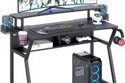 Gaming Desk, Computer Desk with Large Monitor Stand and Open Shelf, PC Laptop Gamer Table Workstation with Cup Holder, Headphone Hook, 2 Speaker Stand for Home Office MULTIPLE COLOURS AVAILABLE (FREE POSTAGE)