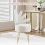 White Dressing Table Chair, Sherpa Fleece Vanity Chair with Stroage Space and Metal Legs, Makeup Vanity Stool with Pillow & Foldable Backrest, Accent Chairs for Bedroom Makeup Image 6