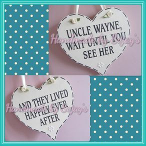 Double sided hearts personalised for wedding sign plaque