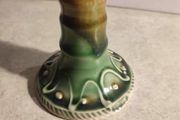 Rare Find Candlestick Holders Ireland Castle Arch Pottery Kilkenny Handmade Studio Art Cobalt browne Green Original Sticker Table Accent. just one