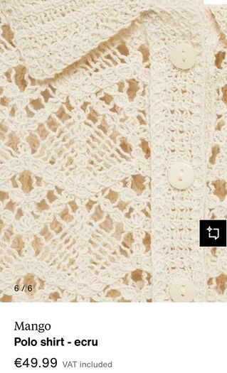 womens top blouse short sleeve crocheted Mango ecru size S brand new