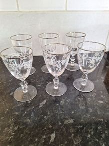 Set of six vintage wine glasses