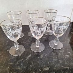 Set of six vintage wine glasses