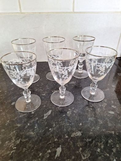 Set of six vintage wine glasses