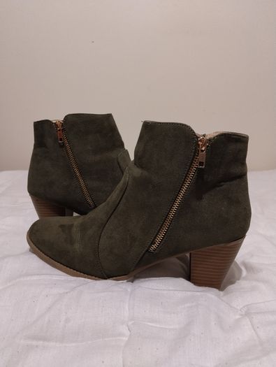 Green Suede Ankle Boots