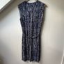 Hobbs London Sleeveless Shift Dress | Navy Blue & White Abstract Stripe Print Midi With Tie Belt Image 3