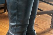 Navy blue leather boots