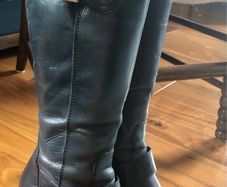 Navy blue leather boots