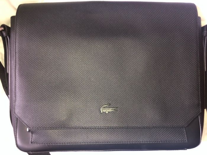 Lacoste leather shoulder messenger laptop Cross Body Travel Work Bag brand new with tag