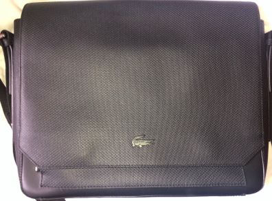 Lacoste leather shoulder messenger laptop Cross Body Travel Work Bag brand new with tag