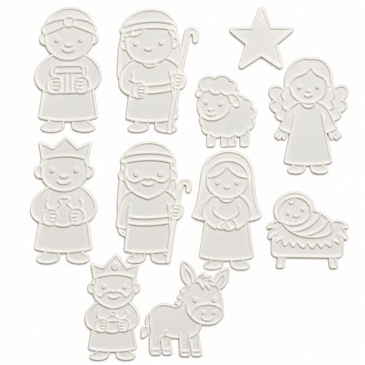 Colour Your Own Nativity Set with Stable, 10 Figures 3D