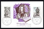 1967 Ireland Tercentenary of the Birth of Dean Jonathon Swift Commemorative Stamps Illustrated First Day Card