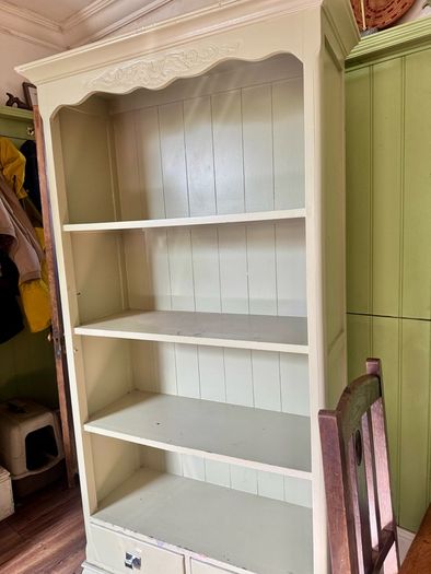Open bookshelf with two large drawers