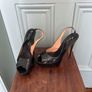 Sergio Rossi size 40 wedge sling back heels with open toe Image 2