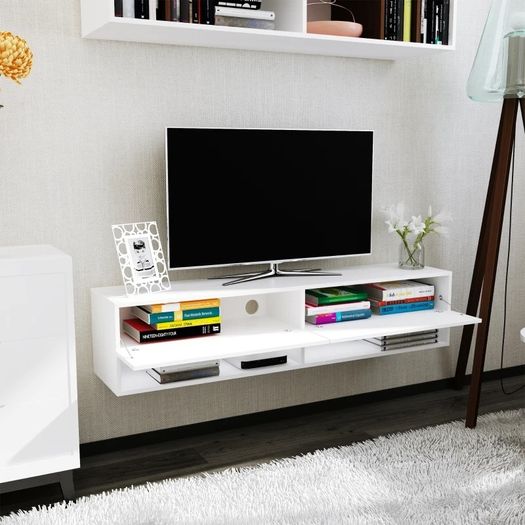 Floating 60'' TV Stand Wall Mounted Media Console Table Cabinet with 4 Storage Shelves Cable (FREE SHIPPING)