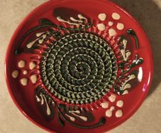 Ceramique Scoree A La Main Artisanale Grating Plate Set, Ceramic, Red