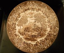 Antique " Iron Stone"Plate with Castle/Country Scene Pic(1800's) Measures9.5"