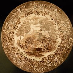 Antique " Iron Stone"Plate with Castle/Country Scene Pic(1800's) Measures9.5"