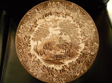 Antique " Iron Stone"Plate with Castle/Country Scene Pic(1800's) Measures9.5"