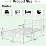 Double Bed Frame 4ft6 with Headboard and Footboard, Metal Bed Frame Double 46 cm High Image 2