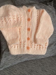 Handknit cardigan and hat 6 to 9 mths