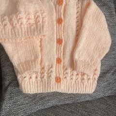 Handknit cardigan and hat 6 to 9 mths