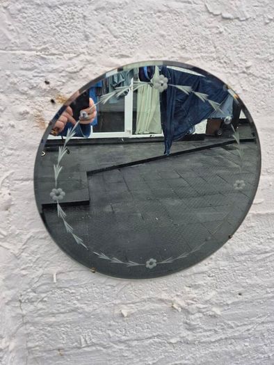 Vintage Art Deco circular etched design 1930s Mirror