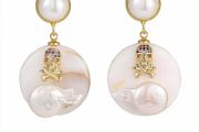 Pearl Earrings skull high quality Luxury Round Drop