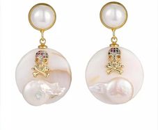 Pearl Earrings skull high quality Luxury Round Drop