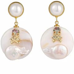 Pearl Earrings skull high quality Luxury Round Drop