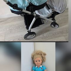 Double stroller with Generation doll