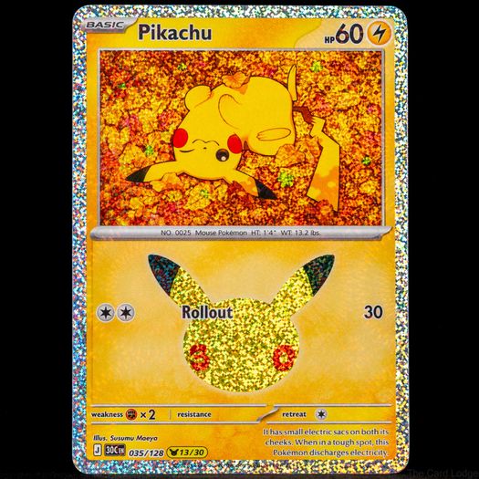 Pikachu 035/128 Holo Rare 13/30 30th Celebration Anniversary Pokemon Card
