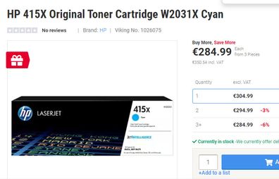 HP 415X Cyan Toners (W2031x)