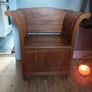 Vintage Solid Teak "Kartini" Storage Chair / Hallway Monk's Bencheast Asian "Kartini" design. Image 2