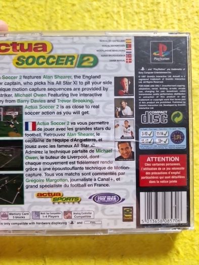 Actua Soccer 2 PlayStation1 Ps1 PlayStation2 Ps2 games Original